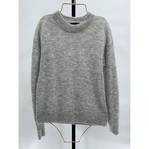 Quince Women's Baby Alpaca-Wool Diamond Stitch Crew Light Gray XS